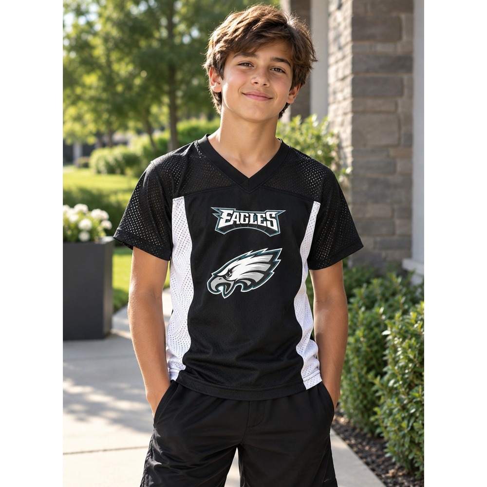 Augusta Philadelphia Eagles NFL Flag Football Jersey Youth Medium Black White